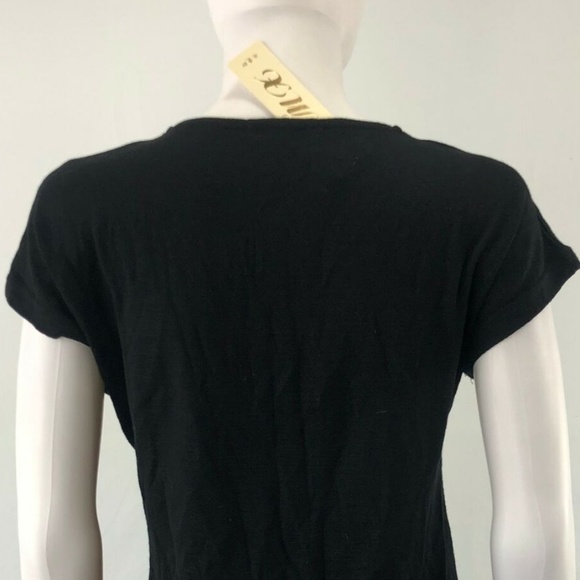 Top Blouse Casual Short Sleeve Black Zipped Up - Picture 5 of 8